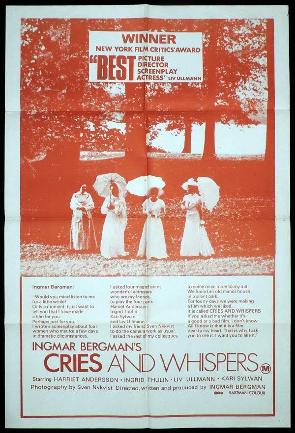 CRIES AND WHISPERS One Sheet Movie Poster Ingmar Bergman