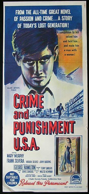 CRIME AND PUNISHMENT USA Original Daybill Movie poster George Hamilton