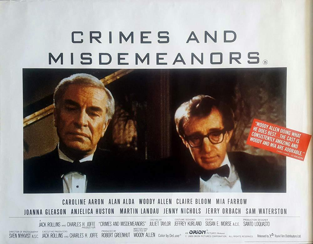 CRIMES AND MISDEMEANORS British Quad Movie poster Woody Allen