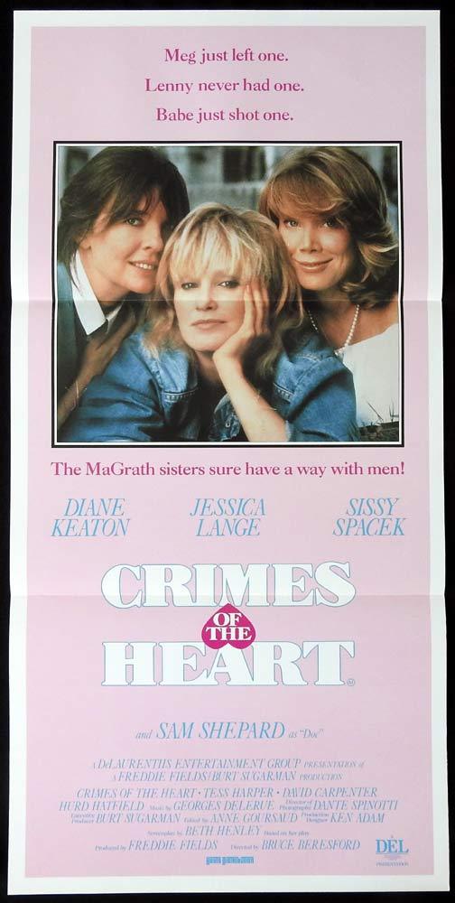 CRIMES OF THE HEART Original Daybill Movie Poster Diane Keaton Jessica Lange