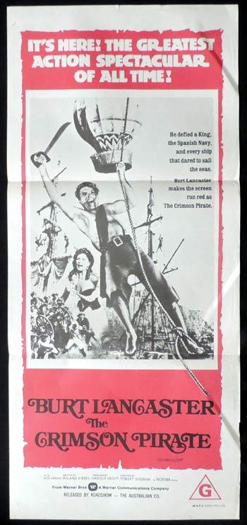 THE CRIMSON PIRATE Original Daybill Movie poster Burt Lancaster