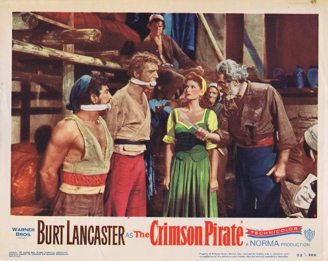 THE CRIMSON PIRATE Original Lobby Card 4 Burt Lancaster Nick Cravat Eva Bartok