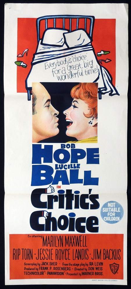 CRITIC’S CHOICE Original daybill Movie Poster Bob Hope Lucille Ball Marilyn Maxwell