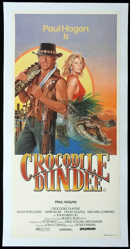 CROCODILE DUNDEE Linen Backed Daybill Movie poster