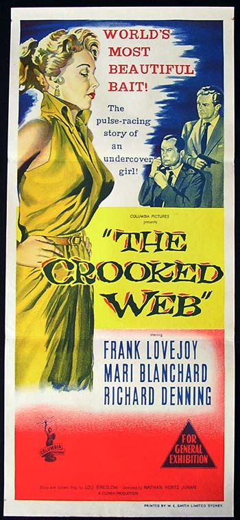 THE CROOKED WEB ’55 Bad Girl NOIR Daybill Movie poster