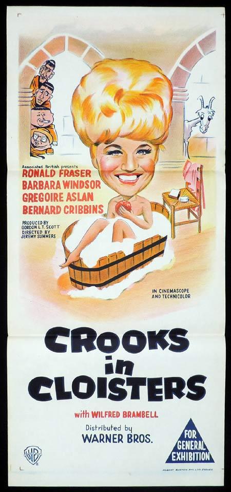 CROOKS IN CLOISTERS Original Daybill Movie Poster Barbara Windsor British Comedy