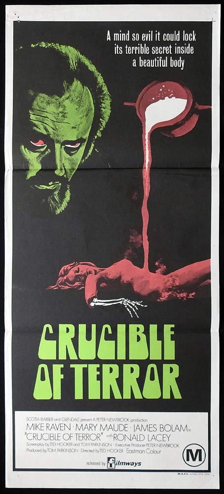 CRUCIBLE OF TERROR Original daybill Movie Poster Mike Raven Horror
