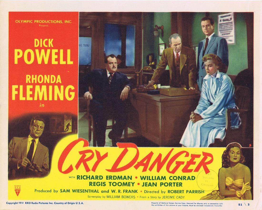 CRY DANGER Lobby card 6 1951 Dick Powell Rhonda Fleming RKO Film Noir