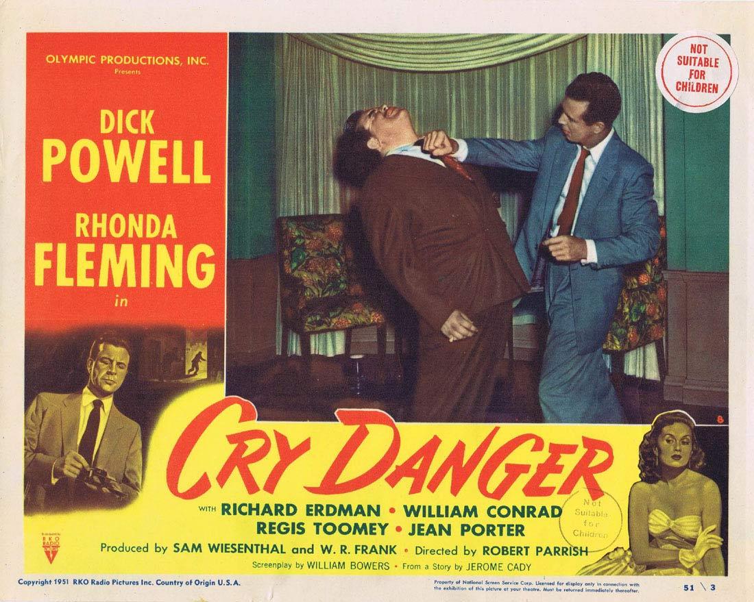 CRY DANGER Lobby card 8 1951 Dick Powell Rhonda Fleming RKO Film Noir
