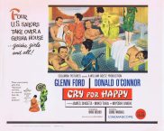 CRY FOR HAPPY Title Lobby Card Glenn Ford Donald O'Connor
