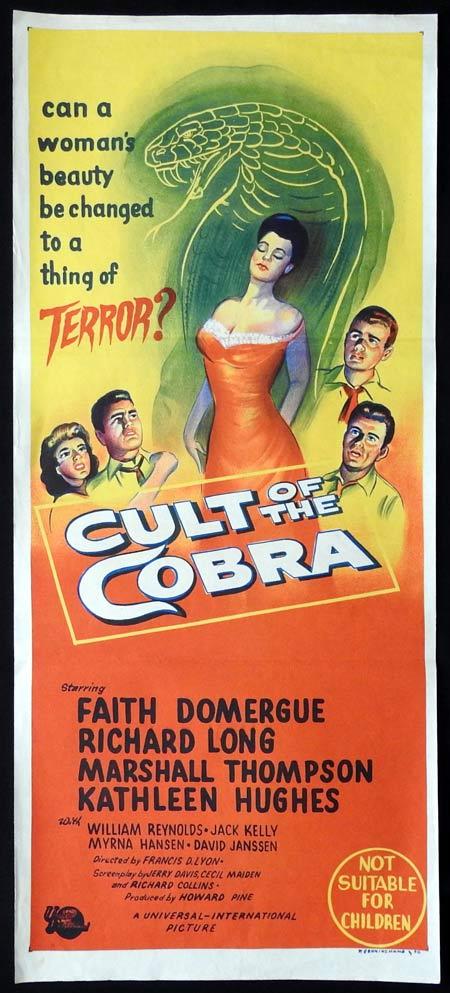 CULT OF THE COBRA Original daybill Movie Poster Faith Domergue Richard Long Sci Fi Horror