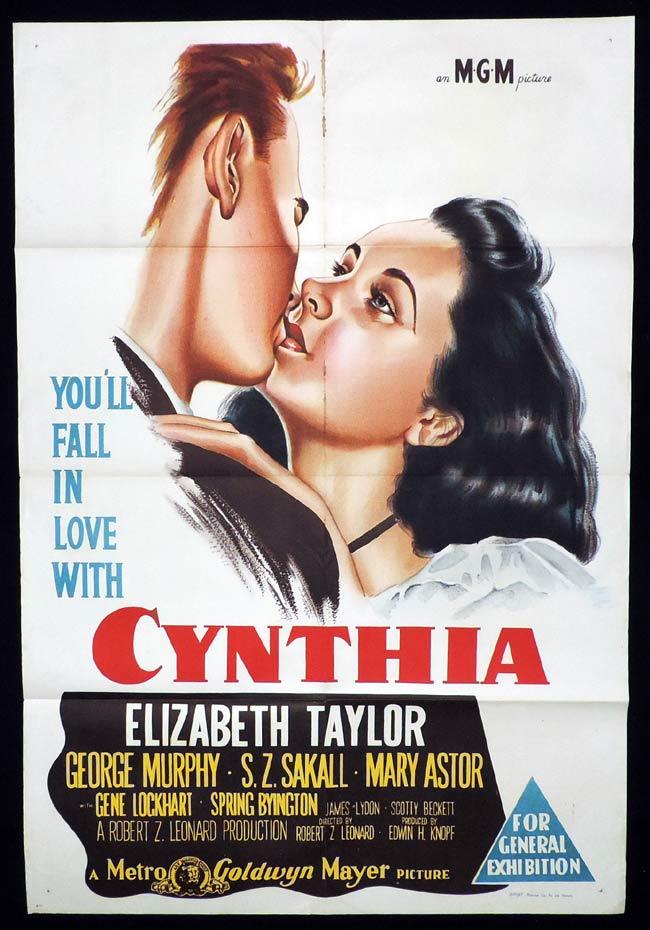 CYNTHIA Original One sheet Movie Poster ELIZABETH TAYLOR George Murphy Mary Astor