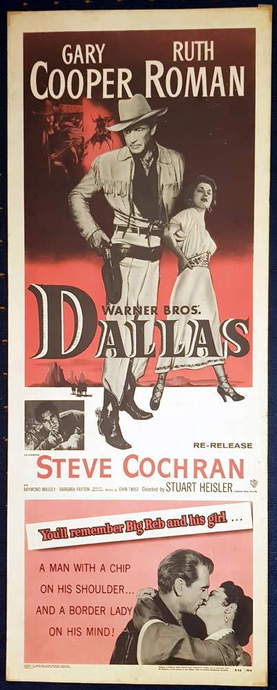DALLAS Original 1956r US Insert Movie Poster Gary Cooper Ruth Roman