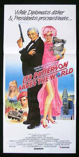 LES PATTERSON SAVES THE WORLD Australian daybill movie poster 1987 Dame Edna