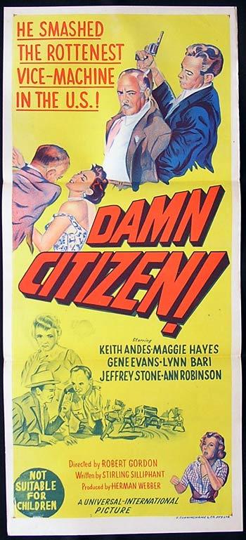 DAMN CITIZEN Daybill Movie poster Louisiana State Police Film Noir