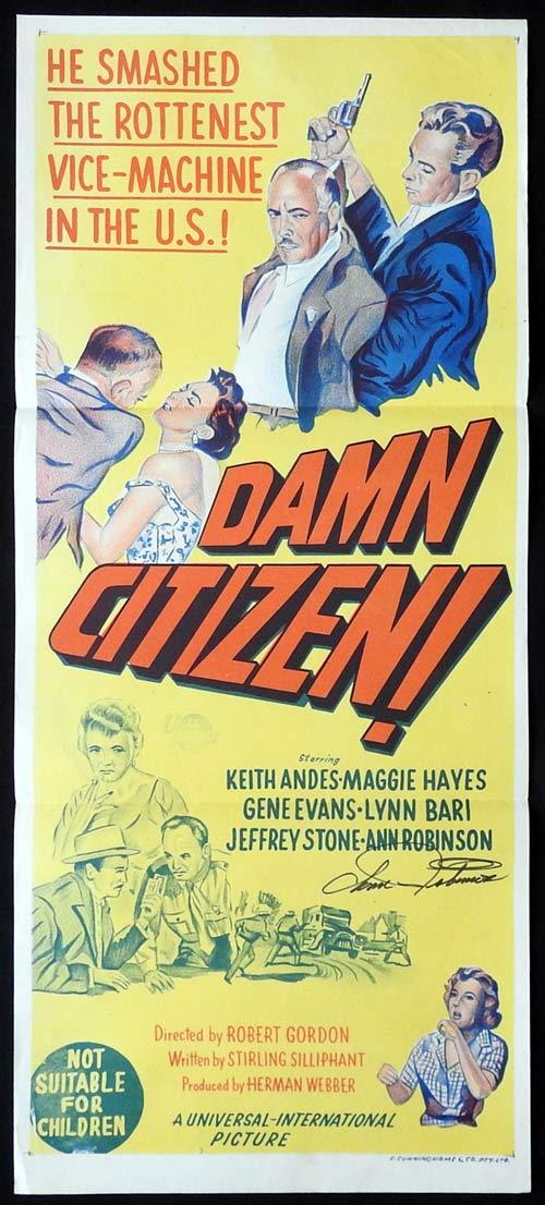 DAMN CITIZEN Original Daybill Movie poster ANN ROBINSON Autographed