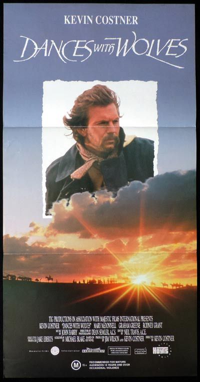 DANCES WITH WOLVES Daybill Movie poster Kevin Costner Mary McDonnell
