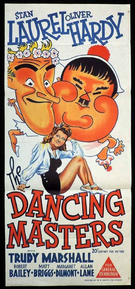 THE DANCING MASTERS Original Daybill Movie Poster Laurel and Hardy