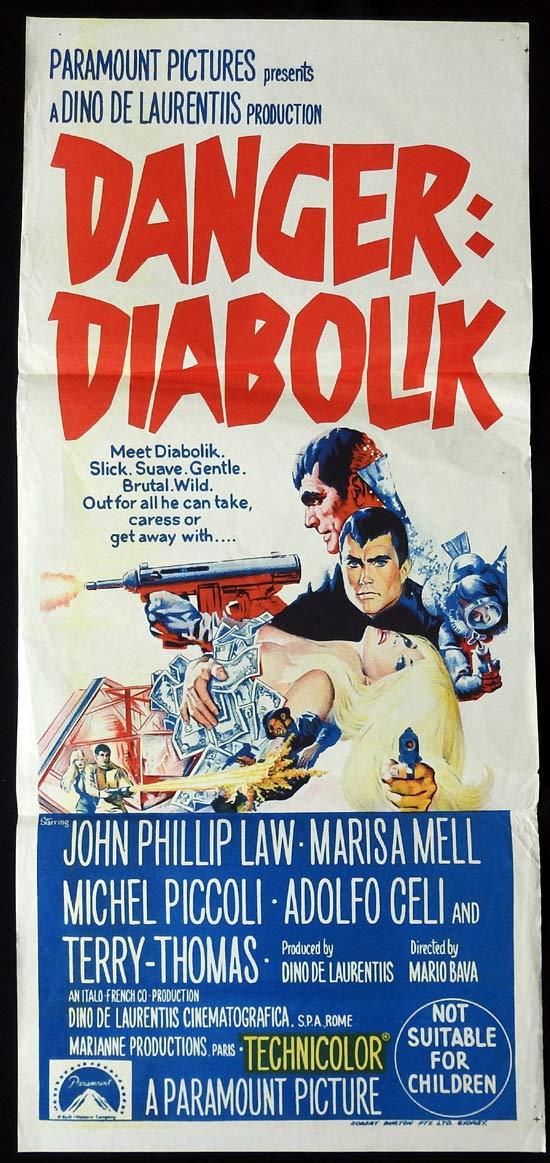 DANGER DIABOLIK Original Daybill Movie Poster John Phillip Law Mario Bava