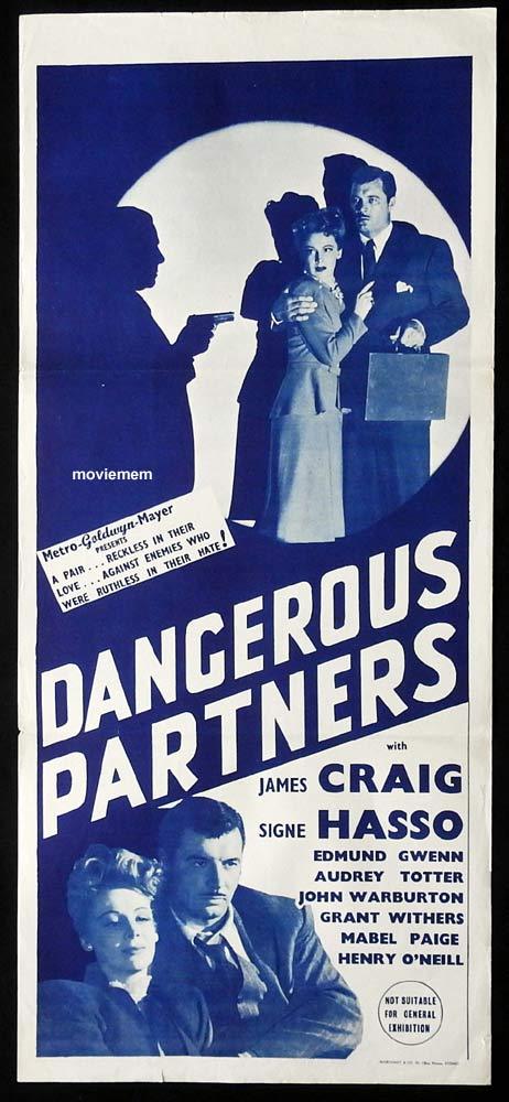 DANGEROUS PARTNERS Original Daybill Movie Poster Film Noir Marchant 40s