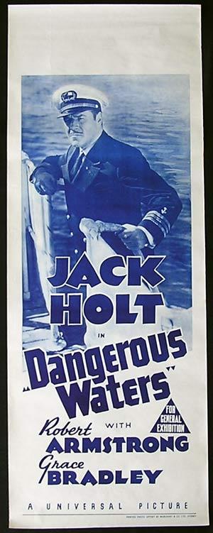 DANGEROUS WATERS ’36 Jack Holt RARE Long Daybill poster