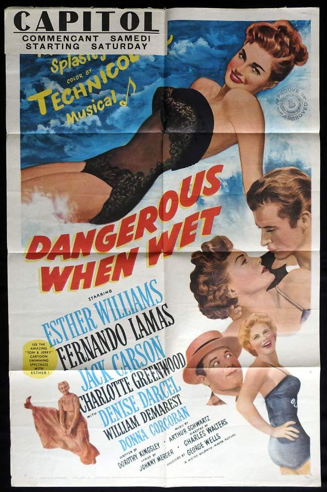 DANGEROUS WHEN WET Original US One sheet Movie Poster Esther Williams Fernando Lamas
