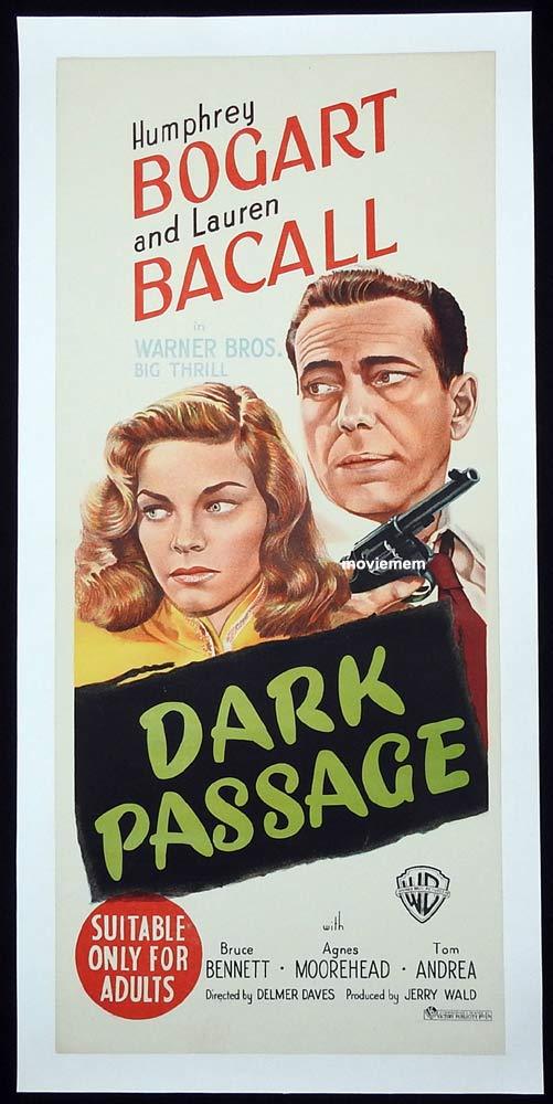 DARK PASSAGE Original LINEN BACKED Daybill Movie Poster Humphrey Bogart