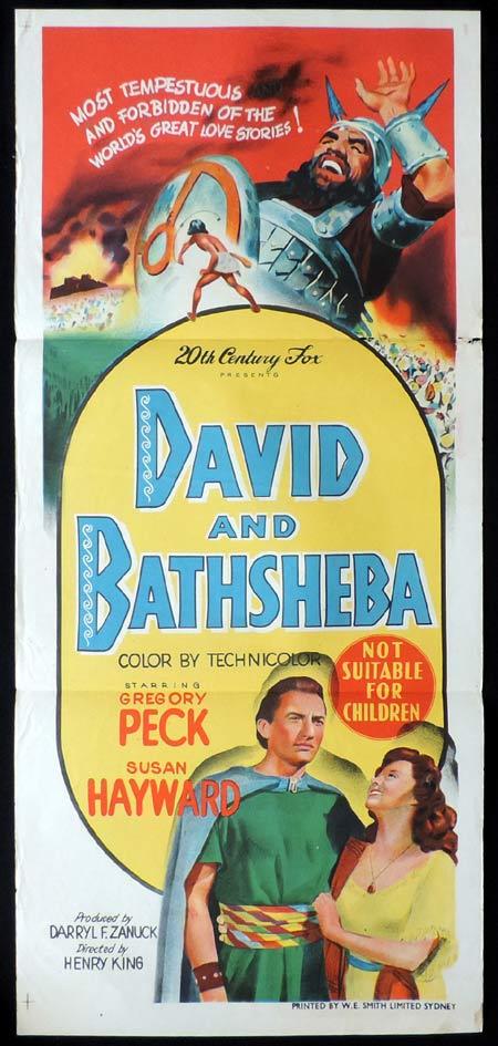 DAVID AND BATHSHEBA Original Daybill Movie Poster Gregory Peck Susan Hayward Raymond Massey