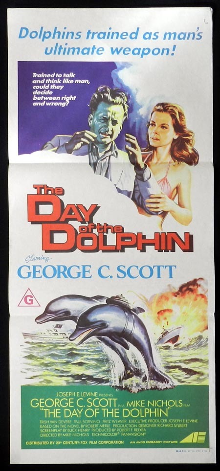 DAY OF THE DOLPHIN Original daybill Movie Poster George C. Scott Trish Van Devere