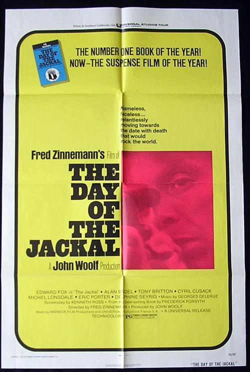 THE DAY OF THE JACKAL Original One sheet Movie poster Michel Lonsdale Edward Fox