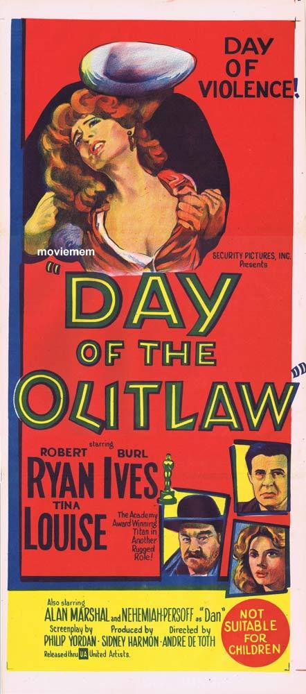 DAY OF THE OUTLAW Original Daybill Movie poster Robert Ryan Burl Ives