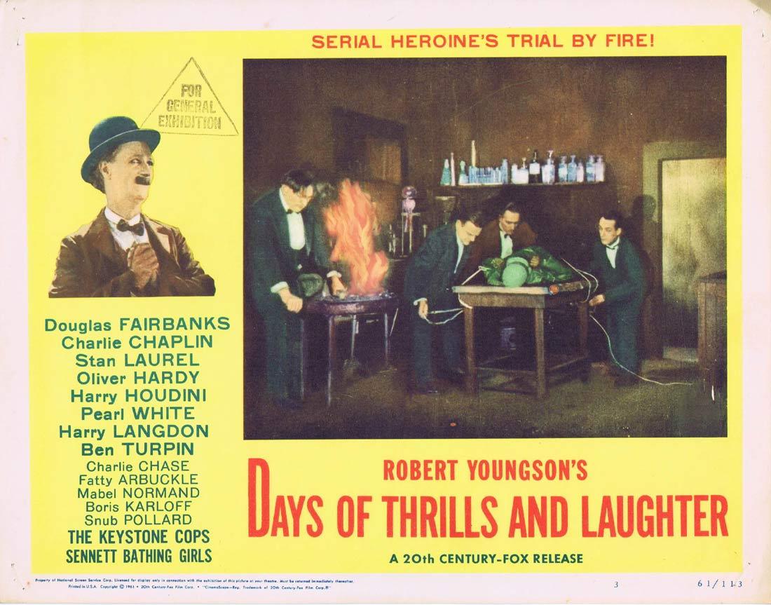 DAYS OF THRILLS AND LAUGHTER Lobby Card 3 Charles Chaplin Charley Chase Laurel and Hardy