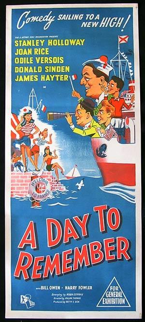 A DAY TO REMEMBER daybill Movie poster Stanley Holloway