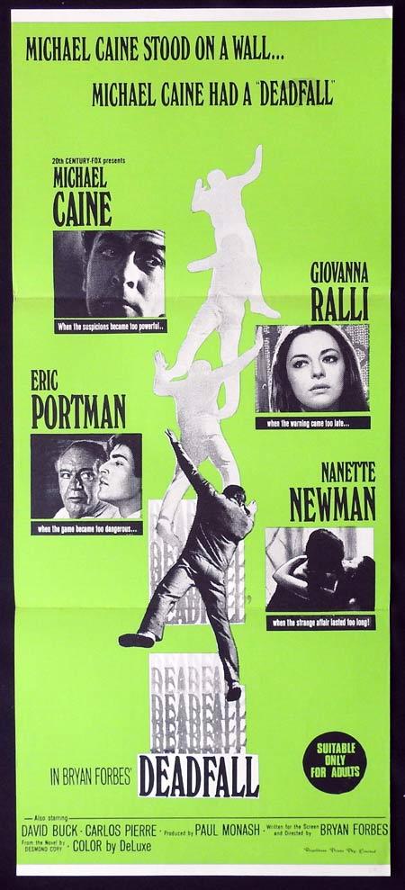 DEADFALL Original Daybill Movie Poster Michael Caine Bryan Forbes