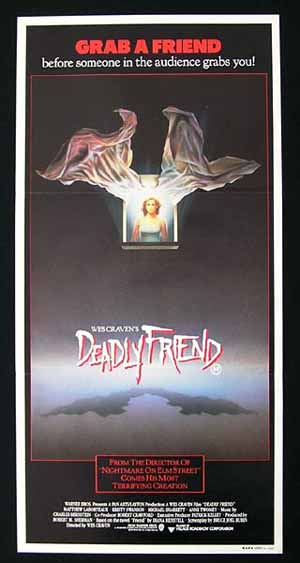 DEADLY FRIEND Original Daybill Movie poster Wes Craven Horror
