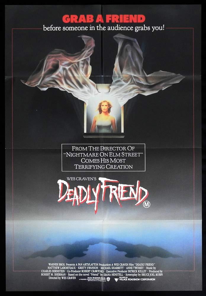 DEADLY FRIEND Original One sheet Movie poster Wes Craven Horror