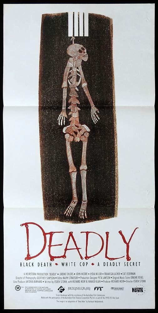 DEADLY Original Daybill Movie Poster Jerome Ehlers Australian film Bill Hunter