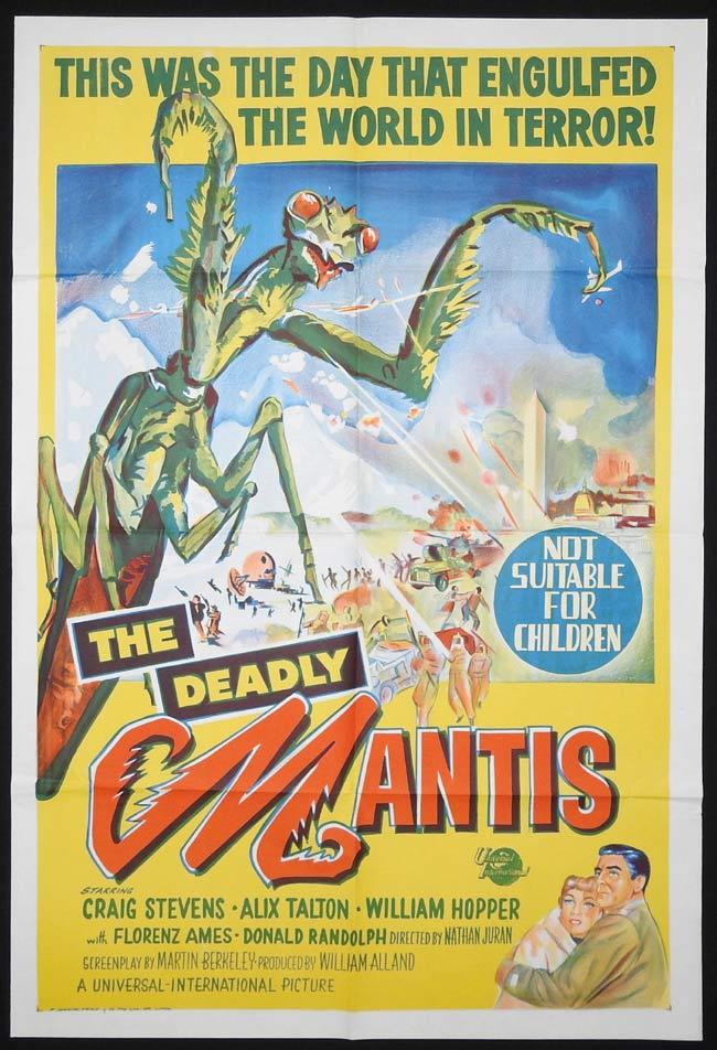 THE DEADLY MANTIS Original ONE SHEET Movie Poster John Agar Sci Fi