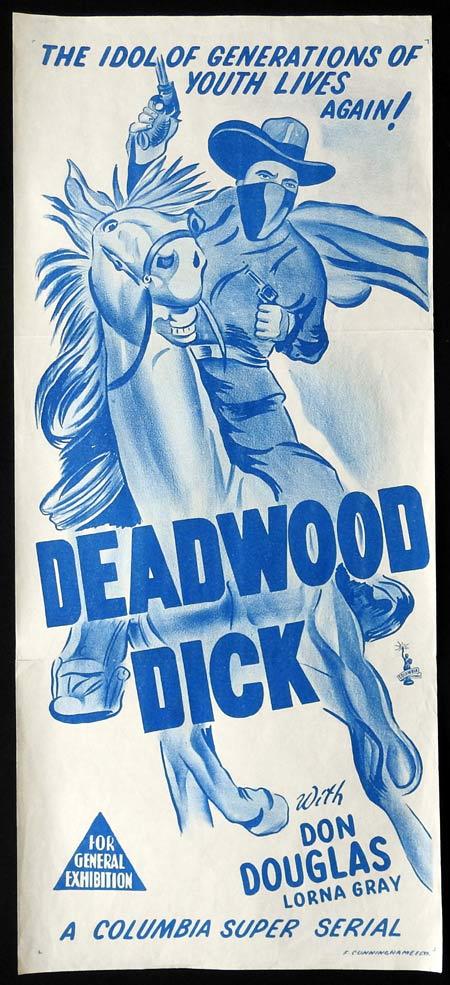 DEADWOOD DICK Original daybill Movie Poster Don Douglas Columbia Serial 1950s