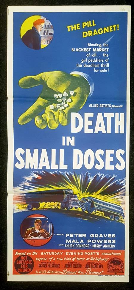 DEATH IN SMALL DOSES Daybill Movie Poster Peter Graves Chuck Connors
