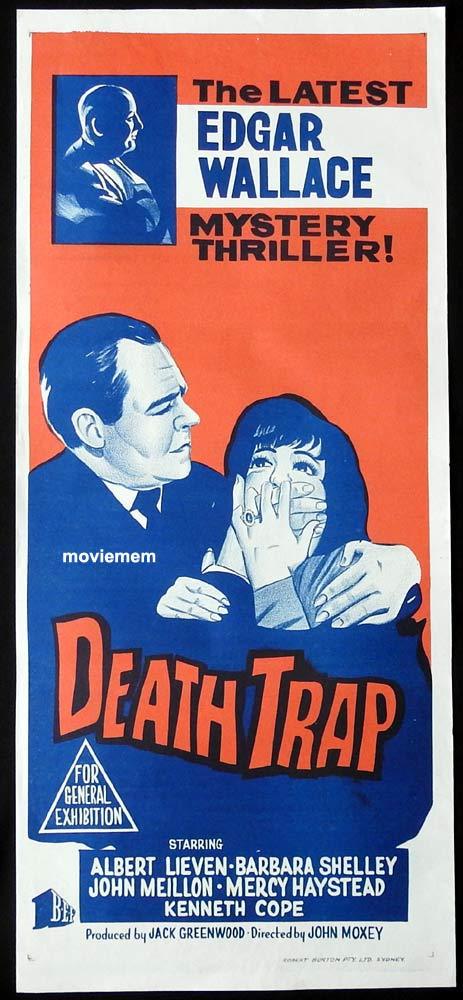 DEATH TRAP Original Daybill Movie Poster Edgar Wallace John Meillon Barbara Shelley