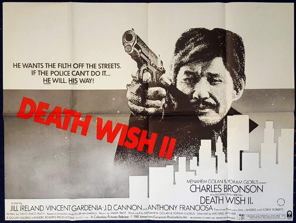 DEATH WISH II Original British Quad Movie poster Charles Bronson