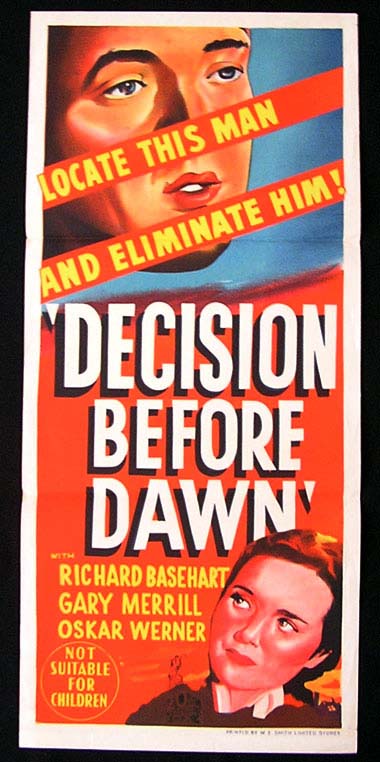DECISION BEFORE DAWN Daybill Movie poster 1951 Richard Basehart