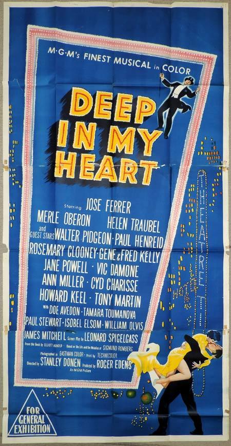 DEEP IN MY HEART Original 3 Sheet Movie Poster Gene Kelly Rosemary Clooney