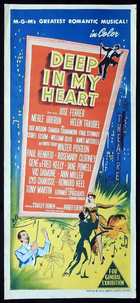 DEEP IN MY HEART Original daybill Movie Poster José Ferrer Helen Traubel Merle Oberon