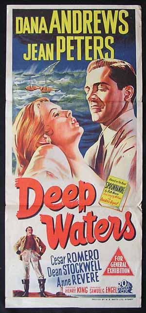 DEEP WATERS Movie poster 1948 Dana Andrews Australian daybill