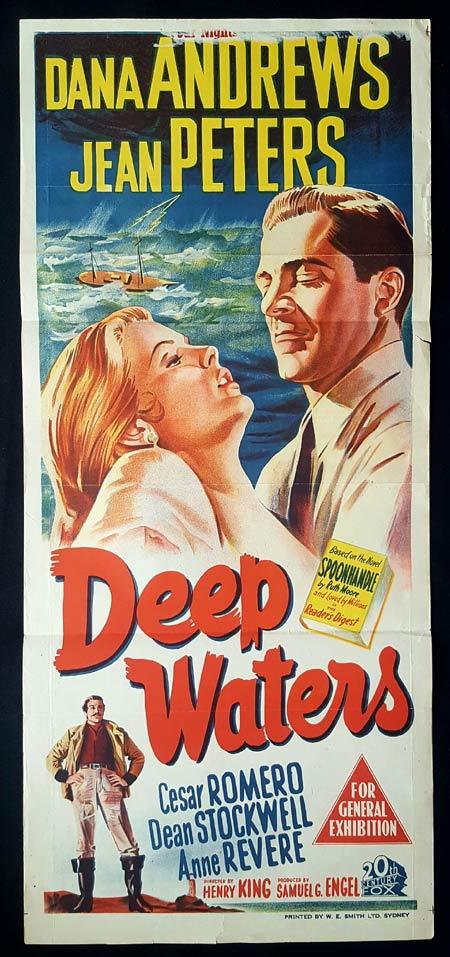 DEEP WATERS Original Daybill Movie Poster Dana Andrews Jean Peters Dean Stockwell