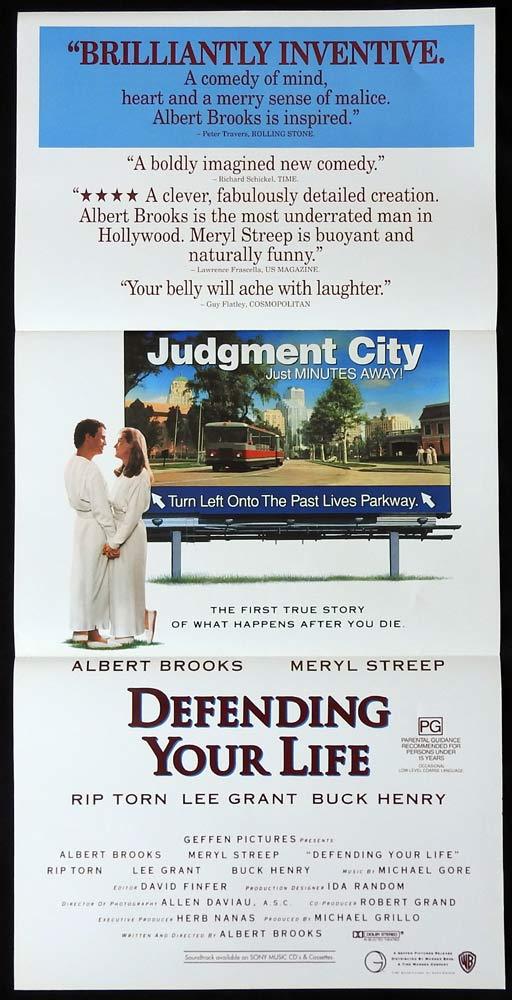 DEFENDING YOUR LIFE Daybill Movie poster Meryl Streep Albert Brooks