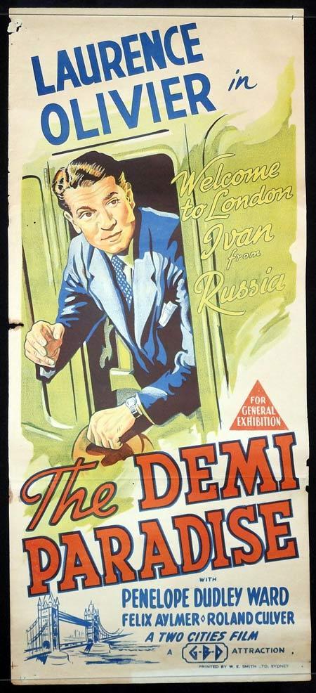 THE DEMI PARADISE Original Daybill Movie Poster Laurence Olivier Margaret Rutherford 1943