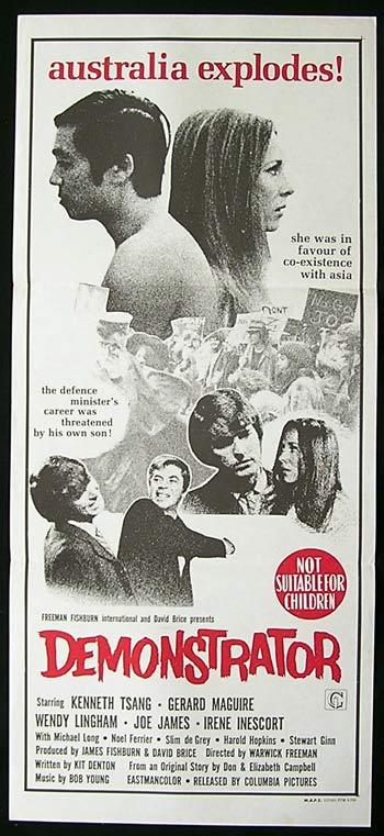DEMONSTRATOR Australian Political Film Daybill Movie poster 1971